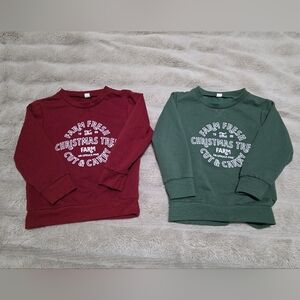 💙🩷🎄 Farm Fresh Christmas Tree Kids Sweatshirts - Burgundy & Forest Green